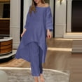 thumbnail image 2 of Annhoo Cotton Linen Outfits for Women 2 Piece Long Sleeve Irregular Hem Tunics with Trousers Lightweight Loose Sets, 2 of 7