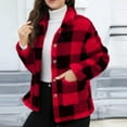 thumbnail image 4 of Makaor Shacket for Women Fleece Collared Jacket Plaid Button Long Sleeve Coat Soft Fall Winter Outerwear with Pockets, 4 of 7