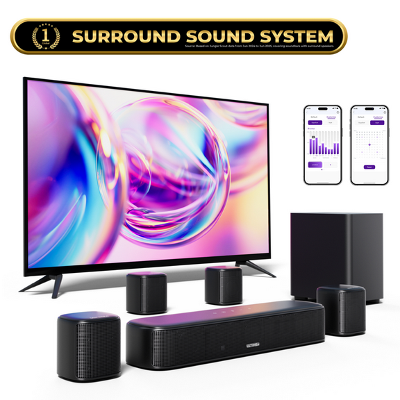 ULTIMEA 7.1ch Virtual Surround Sound Bar, Soundbar for Smart TV with Subwoofer, OPT/AUX/BT, Aura A40