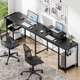 thumbnail image 5 of JINYUZHOU INC Reversible L Shaped Desk with Storage Shelves,  95" Corner Computer Desk for 2 person 95"Lx 18.9"Wx 29.5"H - Black, 5 of 5