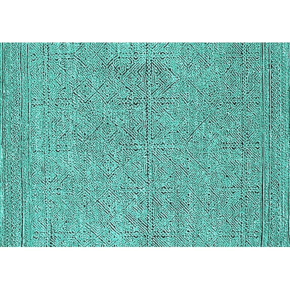 Ahgly Company Indoor Rectangle Solid Turquoise Blue Modern Area Rugs, 8' x 10'