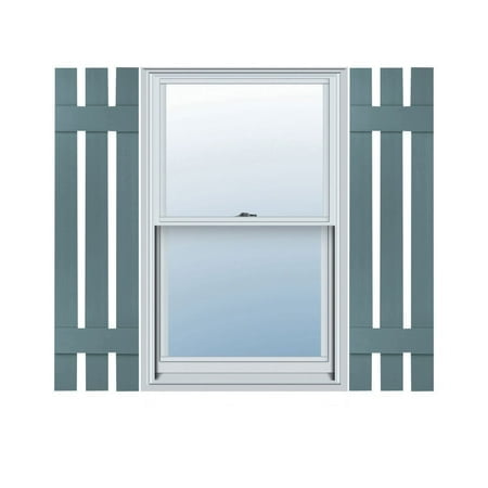 Ekena Millwork Lifetime Vinyl LS3S12X05100WB Standard Three Board Spaced Board-n-Batten Vinyl Shutters w/Installation Shutter-Lok's & Matching Screws (Per Pair) 12""W x 51""H Wedgewood Blue