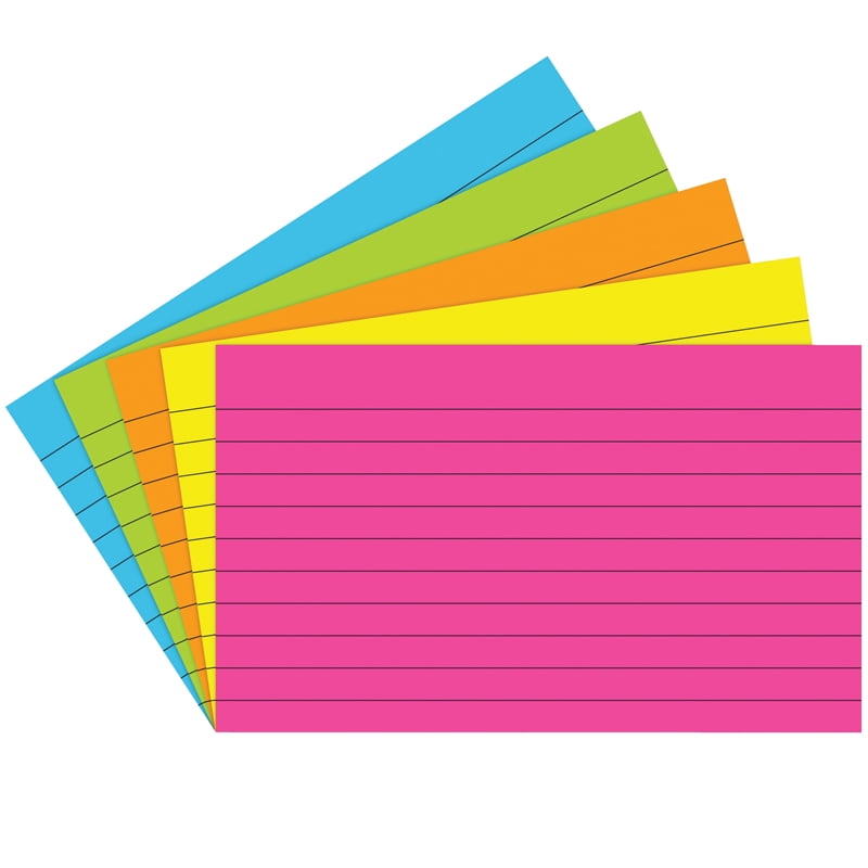 Top Notch Teacher Products 75 Count Lined Index Cards 3x5 Primary Colors 