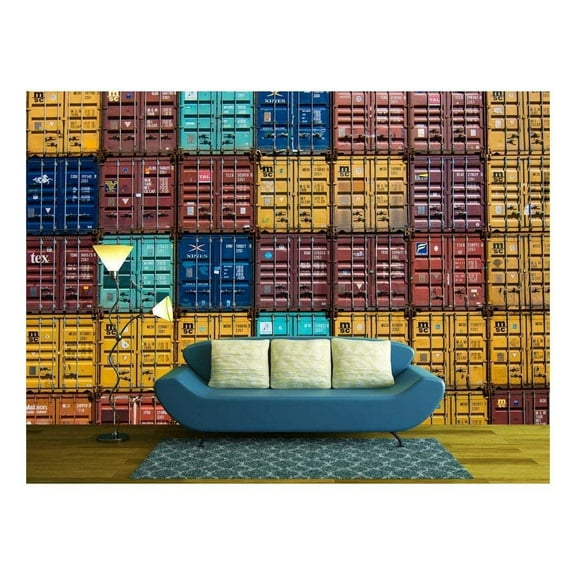 wall26 - Export Container - Removable Wall Mural | Self-Adhesive Large Wallpaper - 66x96 inches