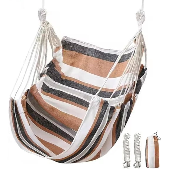 Hammock Chair, Bedroom Hanging Chair, Outdoor Swing Large Hammock Chair, 500 lbs Weight Capacity Canvas Hammock, Suitable for Indoor and Outdoor Use (Cushion Not Included)