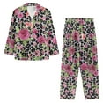 thumbnail image 3 of Kuiaobaty Leopard Rose Print Pajama Set for Women Long Sleeve Womens Sleepwear Button Down NightWear Soft Pj Lounge Sets, Size 3XL, 3 of 7