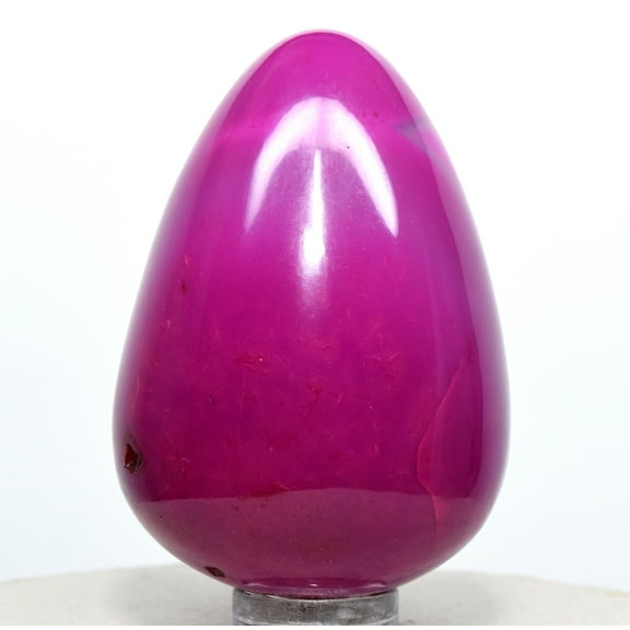 2.1" 100g Dyed Puple Pink Banded Agate Egg Polished Chalcedony Gemstone Crystal Mineral Specimen - India Stand