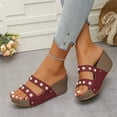 thumbnail image 6 of Hopeusnice Wedges Shoes for Women Non-Slip Pu Summer Shoes Breathable Open Toe Women's Wedges Shoes Thick-Soled Wedge Heel Soft Trendy Shoes for Beach Lightweight Walking Shoes Wine 38, 6 of 7