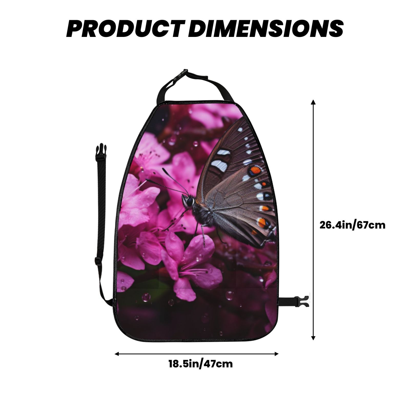 Kdxio Pink Blossoms Butterfly Print 2 Pack Car Kick Mat Seat Cover Back Protector Mat with Pockets for Organizer Backseat Protector and Storage Anti Kick Pad for Vehicles