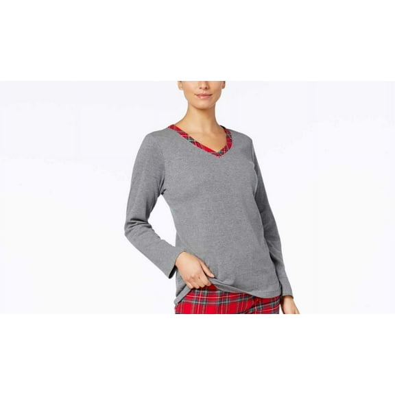 Charter Club Flannel Mix It Top Printed Pajama Set, Missing Pants (Brinkley P...