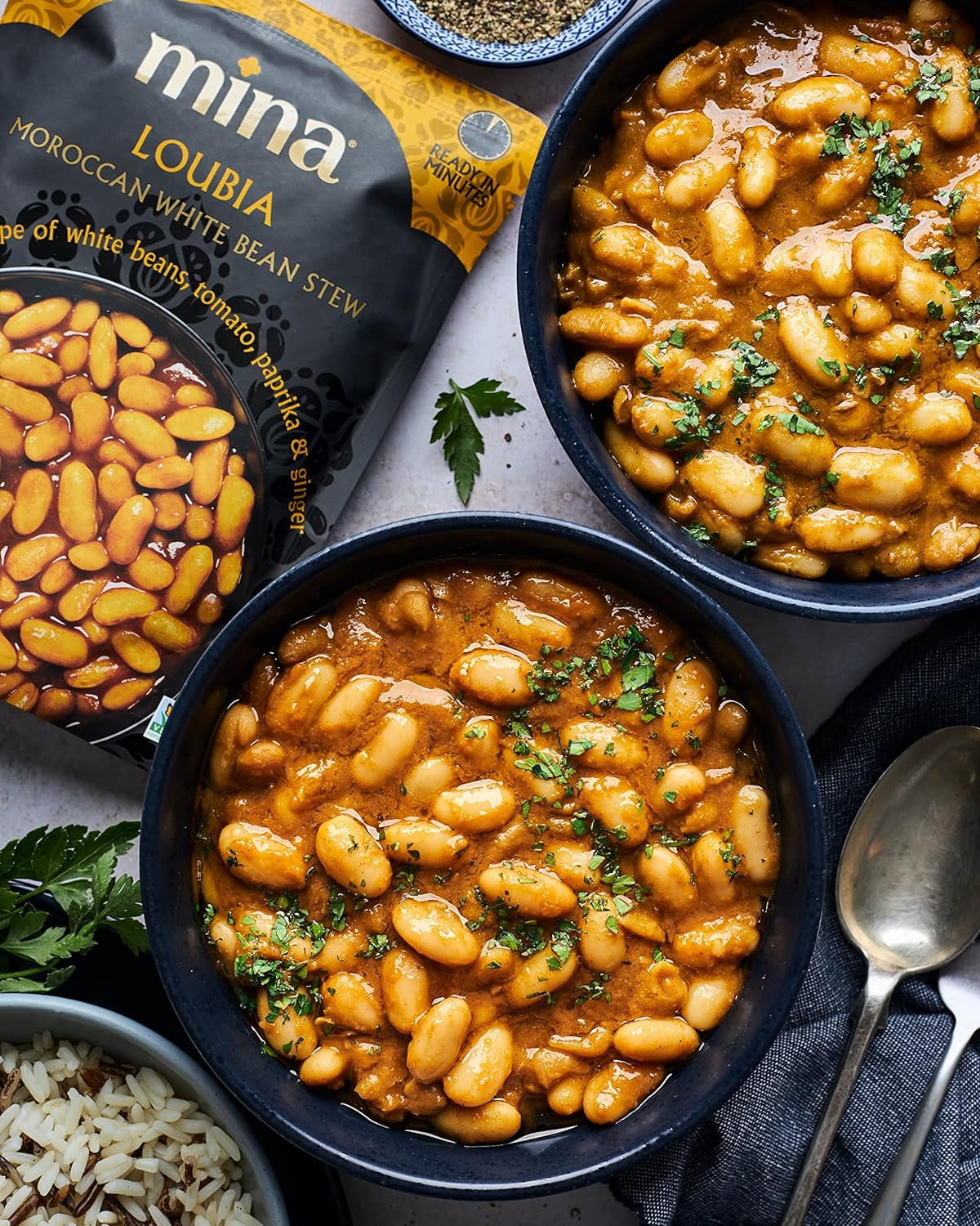 Mina Loubia, Moroccan White Beans - 10 oz, 6 Pack, Vegan, Gluten Free, Ready to Eat Meals