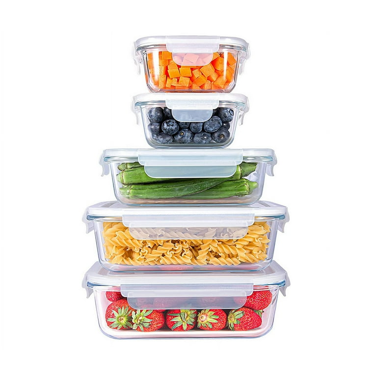 Glass Food Storage Containers with Lids Airtight, BPA-Free Sealable  Stackable Clear Portion Control Bowls, Gift Kitchen Stuff Lunch Meal Prep,  Freezer