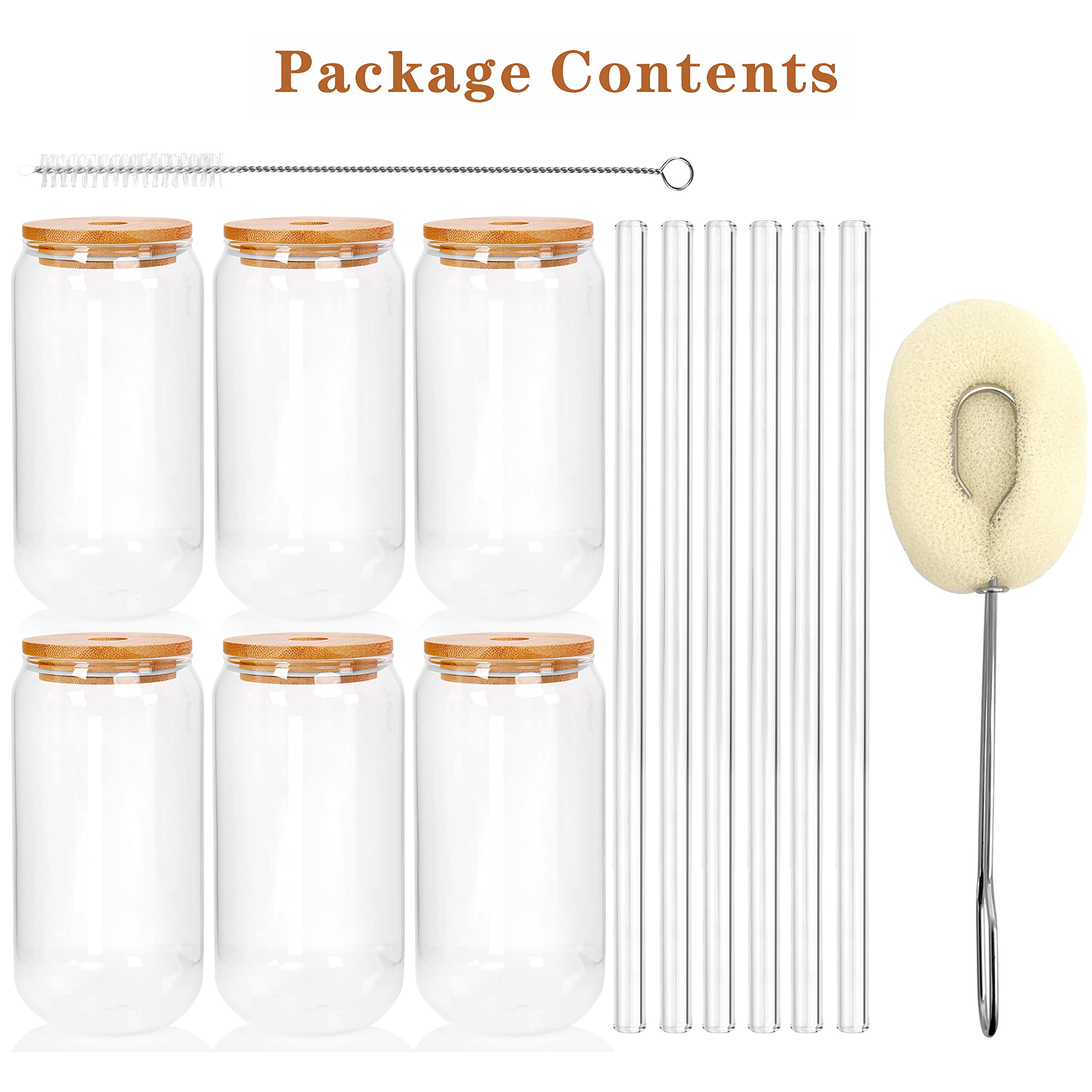20 OZ Glass Cups with Bamboo Lids and Straws - Beer Can Shaped Drinking  Glasses with Silicone Protec…See more 20 OZ Glass Cups with Bamboo Lids and
