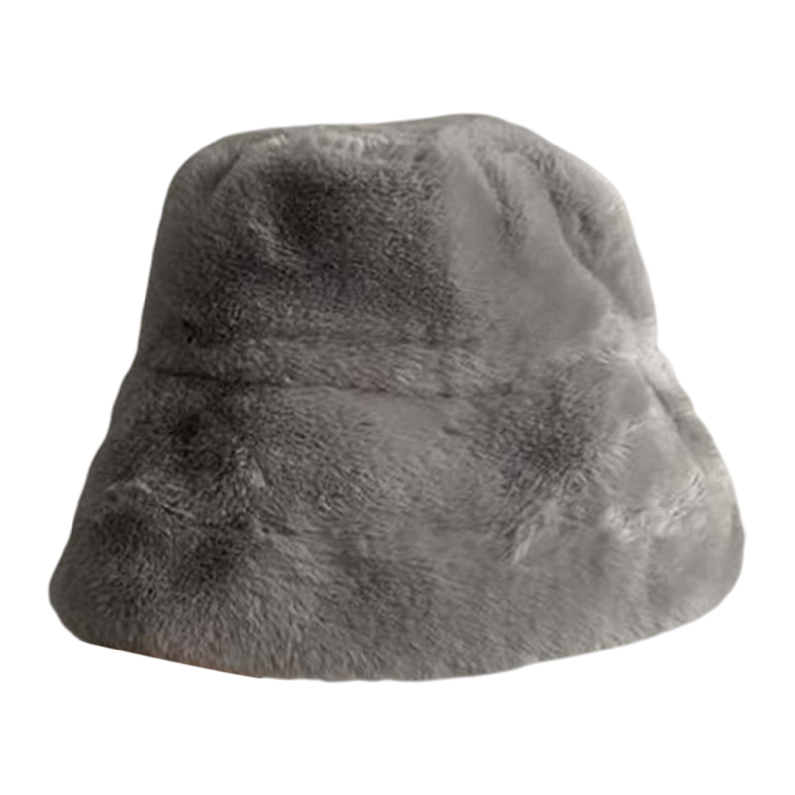 Hesroicy Flat Top Short Brim Warm Foldable Fisherman Cap Women Winter  Thickened Plush Bucket Hat