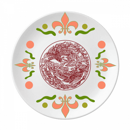 

Chinese Dragon Animal Portrait Flower Ceramics Plate Tableware Dinner Dish