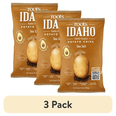 (3 pack) Roots Idaho Potato Chips, Sea Salt 6 oz