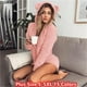 thumbnail image 3 of Pijama suave y cálido para mujer, ropa de dormir de manga larga con capucha, orejas de conejo, forro polar, talla grande 4XL, 5XL, invierno, 2023, 3 of 4
