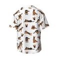 thumbnail image 5 of Uemuo German Shepherd Dog Pattern Cotton Linen Short Sleeve Shirts,Casual Lightweight Button Down Shirts,Vacation Beach Summer Tops-4X-Large, 5 of 7