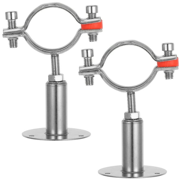 2pcs Stainless Steel Wall Mount Ceiling Mount Pipe Support Adjustable Pipe Bracket Clamp Clip For 42-45mm Diameter Pipe Tube