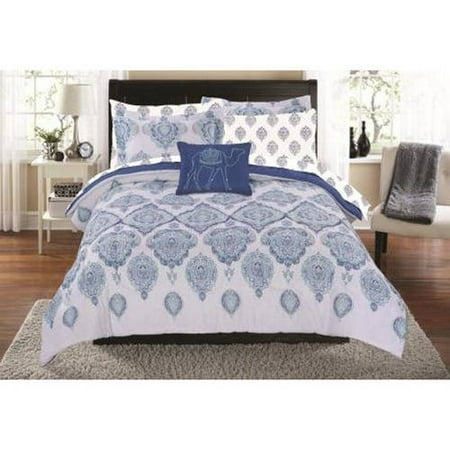 Mainstays Blue Arabesque Bed In A Bag Coordinated Bedding