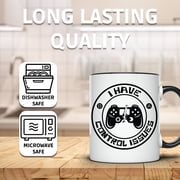 I Have Control Issues Mug - Funny Gaming Mug | Broken Game Controller | Gamer Gift | Video Game Lover | Gift Idea for Gamers - 11 Ounce Black Rim Handle Novelty Coffee Cup - WMUG1278-BLK