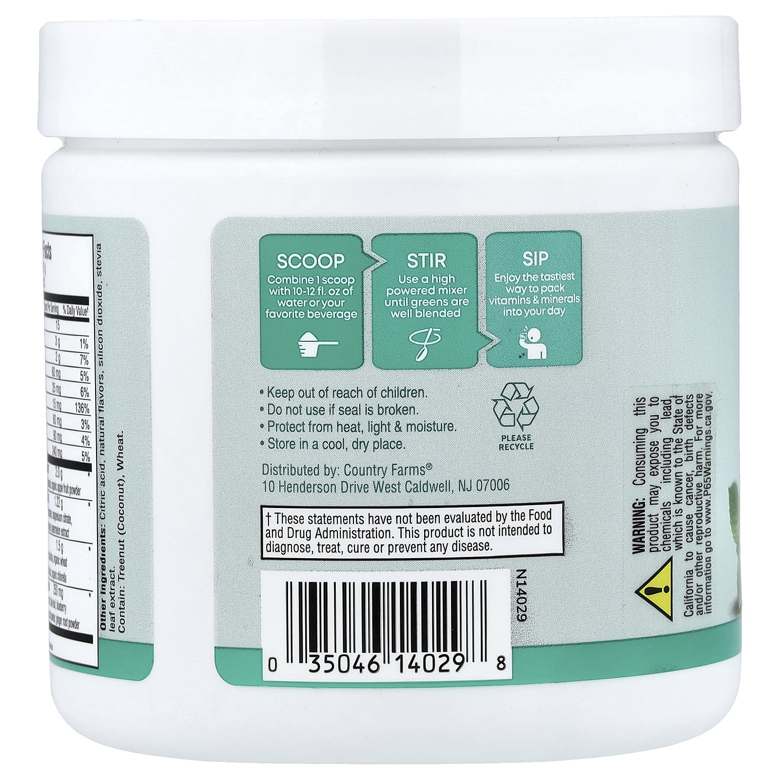 Country Farms Refreshers, Super Greens + Electrolytes, Mint Mojito , 6.98 oz (198  g)