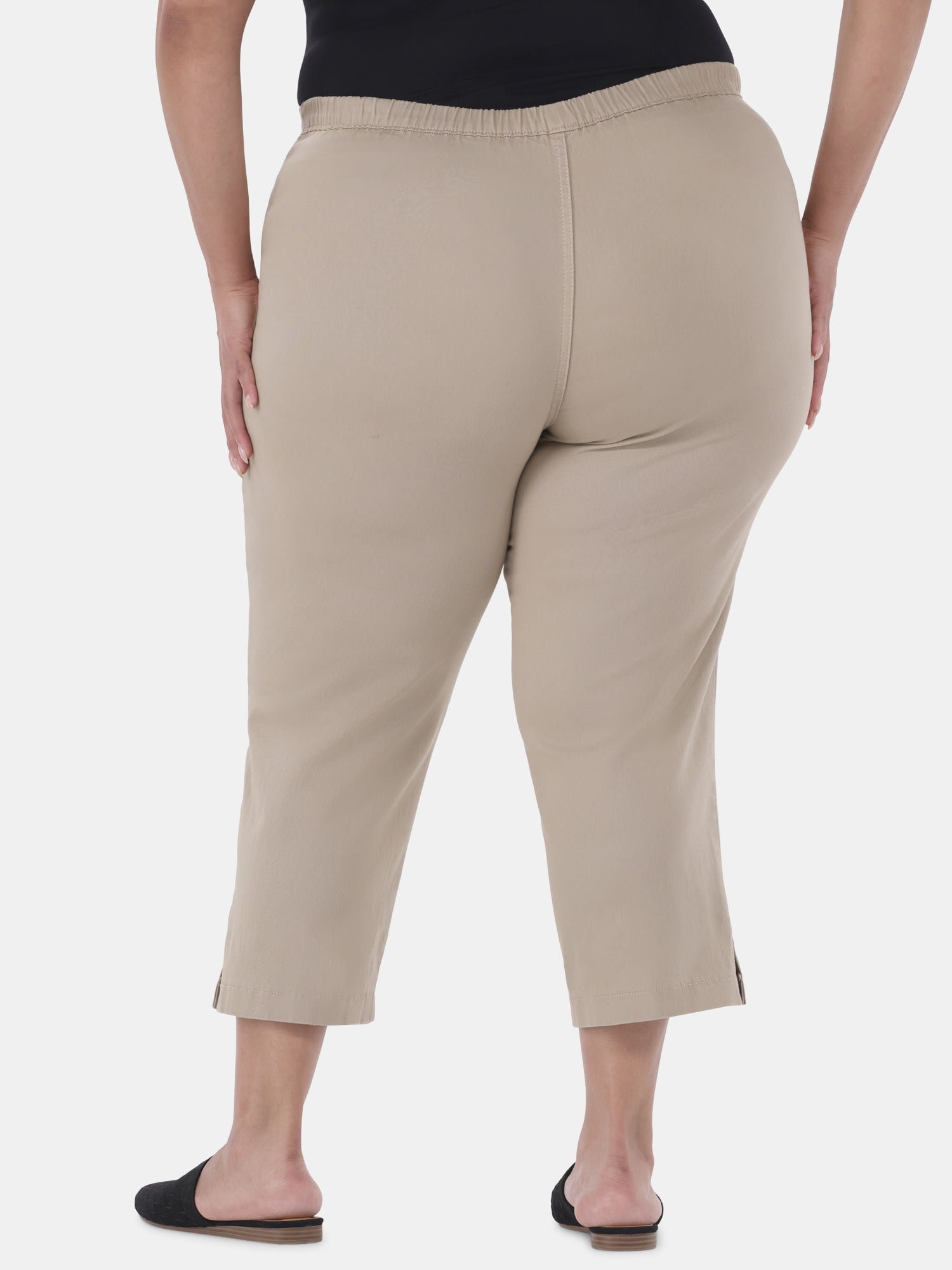 JMS Just My Size by Hanes Women's Plus Snap Hem Pull On Cropped Pants, 23" Inseam, Sizes 0X-4X