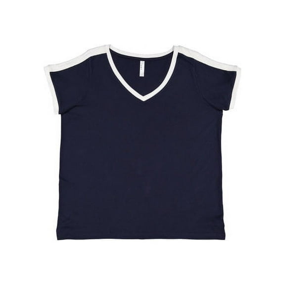 LAT Womens Curvy Soccer Ringer Tee