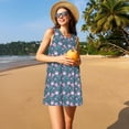 thumbnail image 3 of Naloa Tulips Flowers Print Women's Summer Spring Casual Beach Sundress,Vacation Sleeveless Tank Crewneck Loose Dresses, 3 of 7