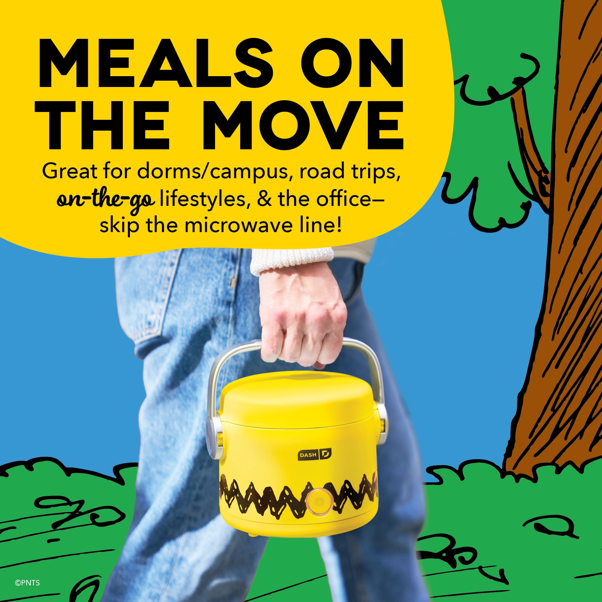 Peanuts x Dash Hot2go Heated Lunch Box, Yellow/Black
