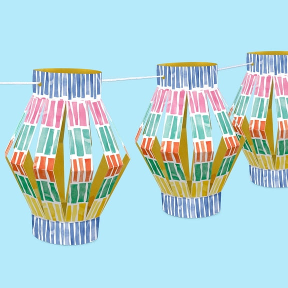 Big Dot of Happiness Fiesta 3D Hanging Paper Lanterns Banner Kit, 12 Ct Mexican Themed Party Decorations, DIY Craft Decorating Set with 30 Feet of Cord