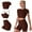 Brown, variant on FYMNSI 3 Piece Summer Outfits Short Sets for Women Seamless Workout Sweat Suits Athletic Crop Top Sport Bra with Biker Shorts L Hot Pink