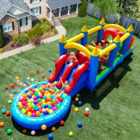 Relunch 30FT Commercial PVC Inflatable Obstacle Course Bounce House Slide for Kids with Blower, Heavy Duty Quality Outdoor Party, 30x7.9x7.9FT