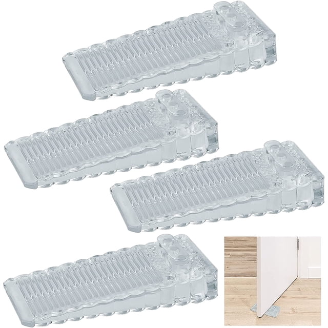 Tope de goma transparente para puerta, 4 piezas, altura ajustable, cuña de goma, se utiliza en el baño, puerta de balcón, habitación infantil, apto para cualquier puerta, suelo laminado (transparente) Sailing Electrónica