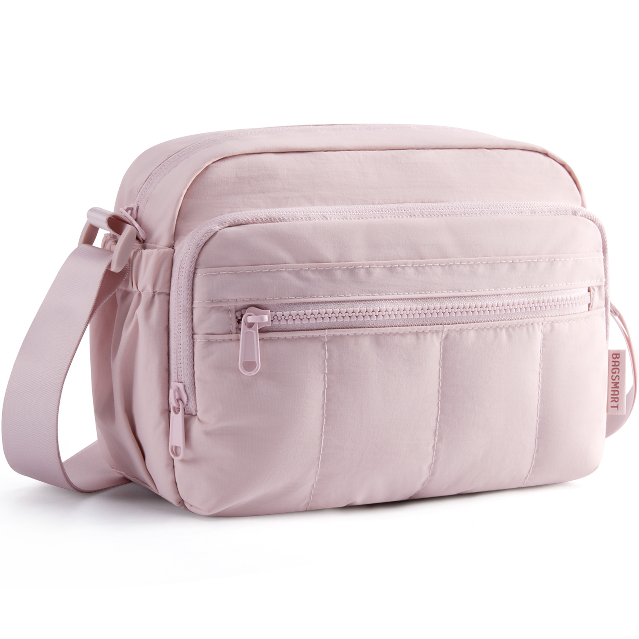 BAGSMART Crossbody Bags for Women Travel Purse, Medium Quilted Puffy cross body bag, Handbags Shoulder Purses, Pink