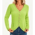 thumbnail image 4 of Long Sleeve V-neck Women Crochet Cardigan Casual Button Down Sweater, 4 of 6