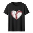 thumbnail image 4 of Afelkas Men's Game Day T-Shirt Baseball Heart Graphic Short Sleeve Tee Sports Fan Top Distressed Stitches Casual Design Black,XXXL, 4 of 5