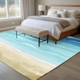 thumbnail image 5 of Summer Coastal Area Rugs 5x8 for Living Room, Turquoise Ombre Beach Ocean Waves Non Slip Washable Rug Runner, Low Pile Indoor Floor Carpet Mat Bathroom Rugs for Bedroom, Kids Room, 5 of 9