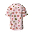 thumbnail image 4 of Goofa Hand Drawn Strawberry Printed Men's Casual Short-sleeved Shirt,Lightweight Breathable Button-down,Summer Casual men's top,Versatile Fashion shirt-Medium, 4 of 7