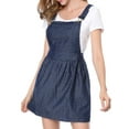 thumbnail image 4 of DARING DIVA Polka Dots Pattern Suspender Mini Overall Dress Skirt M Dark Blue-Dots, 4 of 7