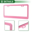 thumbnail image 5 of Unique Bargains License Plate Frame Stainless Steel Car License Plate Frame Bracket with Screws Caps 2 Hole Square Oval Hole Wide Frame Pink, 5 of 7