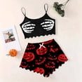 thumbnail image 2 of BOOMNY Halloween Pajamas Women Spooky Skeleton Graphic Sleeveless Tops Shorts Pjs Sets Lightweight Hallowmas Loungewear Nightwear, 2 of 4