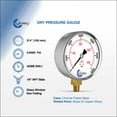 thumbnail image 2 of CARBO Instruments 4" Pressure Gauge, Chrome Plated Steel Case, Dry, 0-6000 psi/kPa, Lower Mount 1/4" NPT, 2 of 6