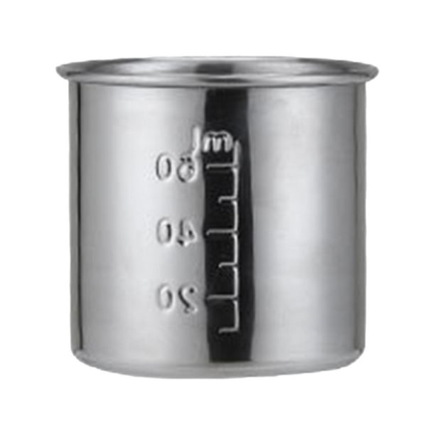 Vaso graduado de acero inoxidable con medidor multifunción. 60 ml