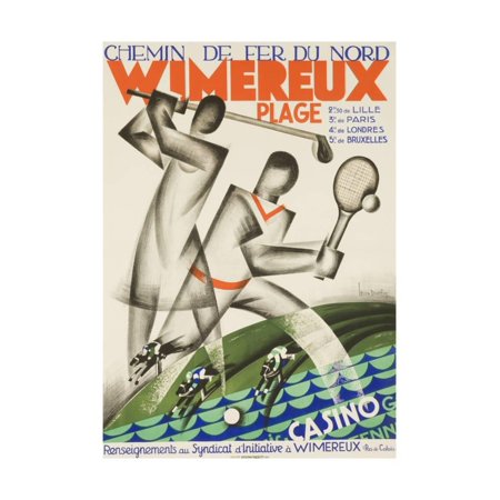 Wimereux Plage French Railroad Travel Poster Print Wall Art