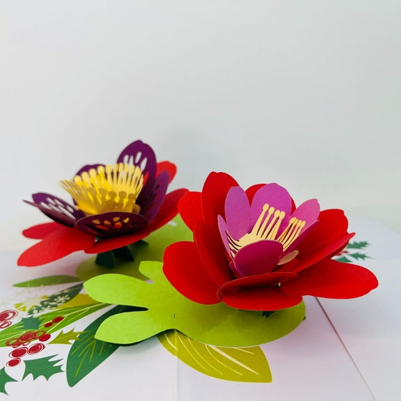 Christmas Blooming Magic 3D Pop Up Greeting Card - Handcrafted Card Gift for Christmas, Holidays, Noel