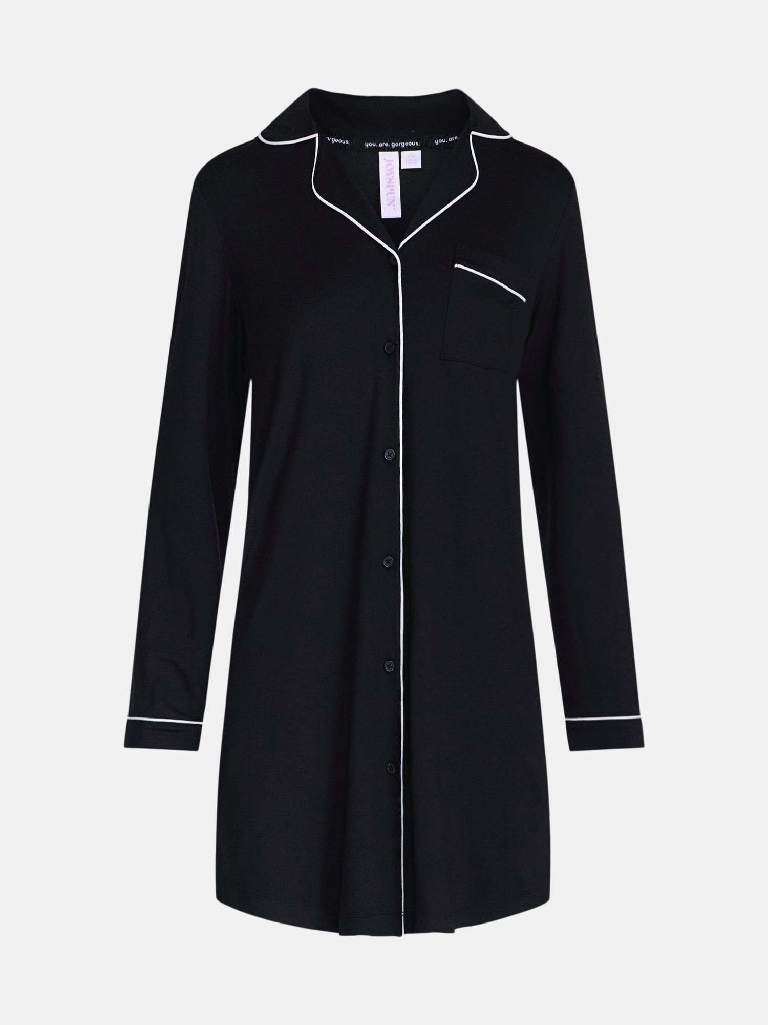 Joyspun Women's Dreamy Soft Collection Notch Collar Sleepshirt with Long Sleeves, Sizes XS-3X