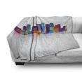 thumbnail image 3 of Boston Soft Flannel Fleece Throw Blanket, Skyline Silhouette of Vibrant Rainbow Color Geometric Style and Reflection Effect, Cozy Plush for Indoor and Outdoor Use, 50" x 70", Multicolor, by Ambesonne, 3 of 6