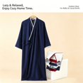 thumbnail image 4 of Mens Summer Robe Cotton Lightweight Bathrobe, Long Kimono Robe, Breathable Soft Bath Robe For Summer, Lounge & Shower Loose Fit Pajama, 4 of 7