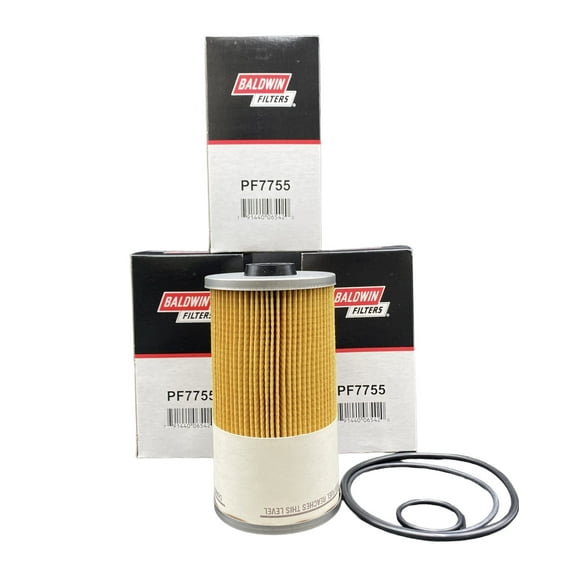 PF7755 Baldwin Fuel Water Separator Pack of 3, Replaces Fleetguard FS19729, Donaldson P550737, Luber Finer L9729F, Wix 33657